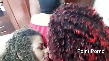 Two men and three women in wild orgy with big tits and asses.