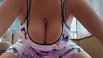 I'm starting yoga with my big natural saggy tits and hard nipples on display