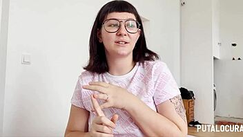 Beautiful young Meraki rides Torbe's cock and swallows cum in Putalocura