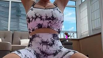 I'm starting yoga with my big natural saggy tits and hard nipples on display