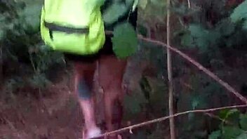 sucking big tits in public woods 😍