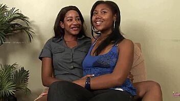 Black girls strap on and dive into spicy lesbian action