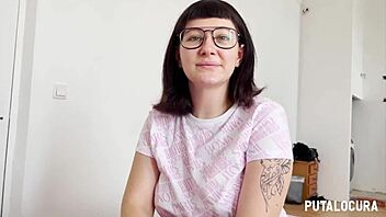 Beautiful young Meraki rides Torbe's cock and swallows cum in Putalocura