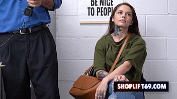 Brunette MILF Vanessa Vega gets punished by security guard