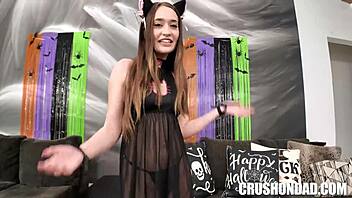 Hey, my costume-loving stepdaddy, wanna see how I handle this hardcore blowjob action?