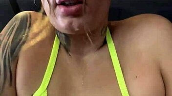 tanned babe in tiny bikini gets wet at Copacabana gym
