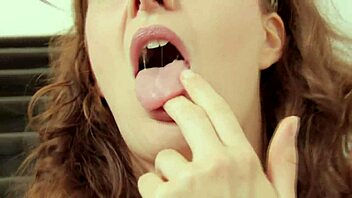 brunette milf mom fingers her pussy while bent over for anal