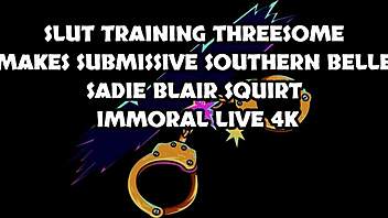 Dan pounds Sadie Blair hard, unlocking her hidden squirting talent. Homemade brunette babe submits fully.