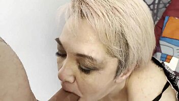 The mature blonde wife eagerly sucks on young cocks in this POV blowjob session