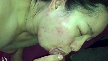 Asian milf fluffing cock, wanna see me suck it hard?!