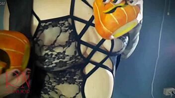 Halloween 2021 Witch Regina Noir in Sexy Black Bunny Suit. Backstage Action Caught on Hidden Cam.