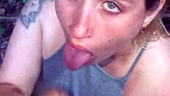 sucking big tits in public woods 😍