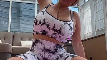 Yoga poses enhance big natural tits and perky nipples