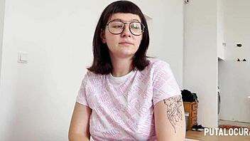 Beautiful young Meraki rides Torbe's cock and swallows cum in Putalocura