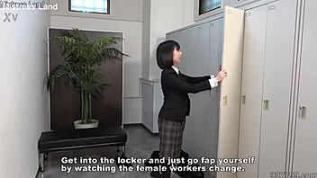 Japanese office lady dominates with cfnm footjob in petite 18+ style