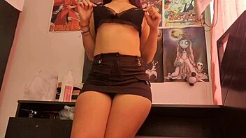 Wow, latina madam shows miniskirt and fishnet stockings!