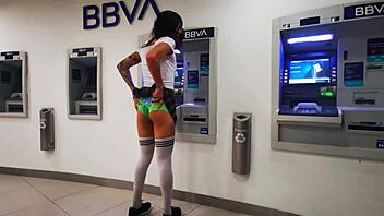 damn, mexican tranny flashes huge cock on cablebus in wild public display!