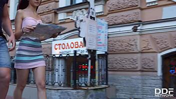 petite european brunette michelle rides boyfriend's veiny cock in early morning. she enjoys glamour with friend.