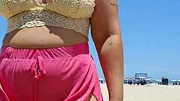 Lover at Beach Gets Me Almost Naked to Tease Him Hard