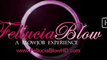 Beautiful brunette babe sensually strokes and sucks cock with music