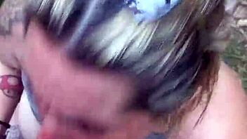 sucking big tits in public woods 😍