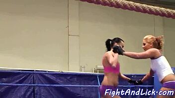 wild eurobabes fight turns into pussy licking