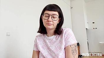 Beautiful young Meraki rides Torbe's cock and swallows cum in Putalocura