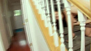 brunette milf mom fingers her pussy while bent over for anal