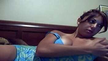 teen brunette toys her shaved ass deep