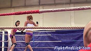 wild eurobabes fight turns into pussy licking