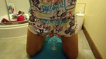 Lots of wetting myself and masturbating in bedroom with dildo