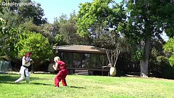 Jade Kush as Chun Li Banged by Two Huge Cocks! Epic Street Fighter Cosplay!