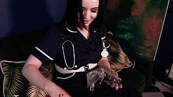 British Nurse Stretches Cunt with Wild Machine