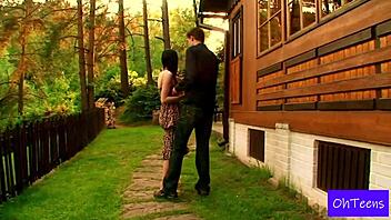 homemade video of young european friends kattie and kristof in first time encounter