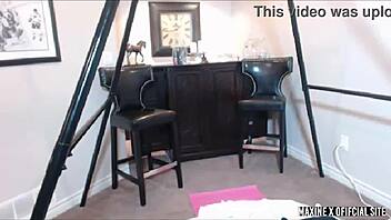 Maxine x rides dildo in uniform cumming on asian pussy 🍑