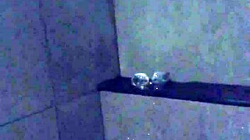 Asian Slut Wife Masturbates with Dildo in Gym Shower Solo.