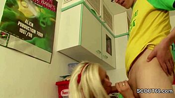 my teen 18+ blonde got drilled by her boss during side gig