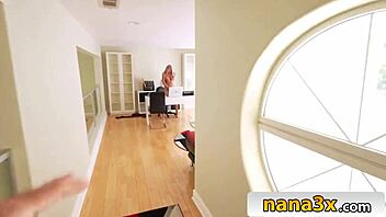 Ultra-horny stepnana flaunts giant boobs for seduction.