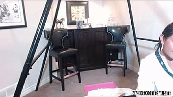 Maxine x rides dildo in uniform cumming on asian pussy 🍑