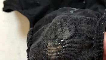 Guy Places His Cock On Girlfriend's Dirty Panties For A Teasing Moment