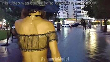 Hairy Pussy Flashing Upskirt in Public for Trick or Treat