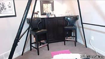 Maxine x rides dildo in uniform cumming on asian pussy 🍑