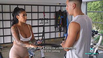 Cuckold wife Mariana Martix drinks her gym trainer's cum in homemade video.
