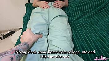 Stepmother’s massage turned into a cumshot, damn she’s a dirty slut swearin’ while we bang!