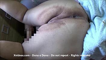 Submissive woman offers her ass for use