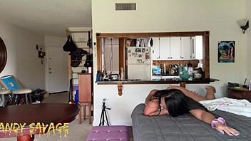 Amateur couple dominates Asian girlfriend before work