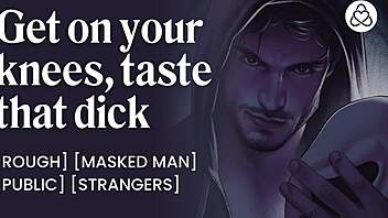 Masked man fucks slut at halloween party, creampie and sloppy blowjob