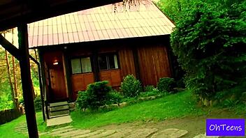 homemade video of young european friends kattie and kristof in first time encounter