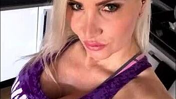 sophie james enjoys private moments at home. solo milf in stockings.