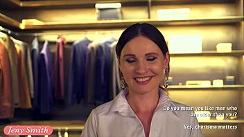 Close Friend Jeny Smith Teases Man in Clothing Store. Watch Her Strip!